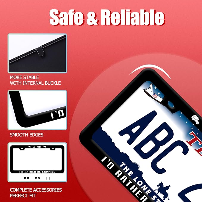 I'D Rather Be Camping License Plate Frame Funny Camper License Plate Frames - Image 2