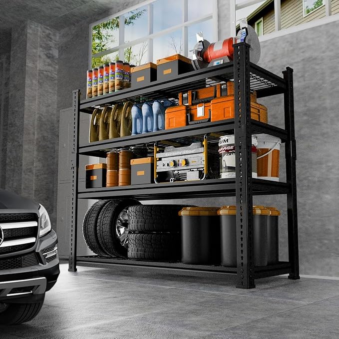 Storage Shelves Heavy Duty, 4-Tier Adjustable Metal Industrial Utility Shelf - Image 2