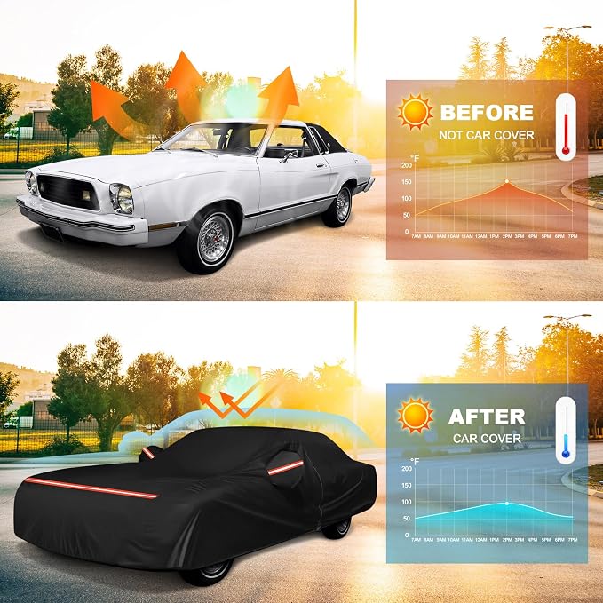 QUNSUNUS Waterproof Car Cover for Ford Mustang 1974-1978, Outdoor Car Covers - Image 6