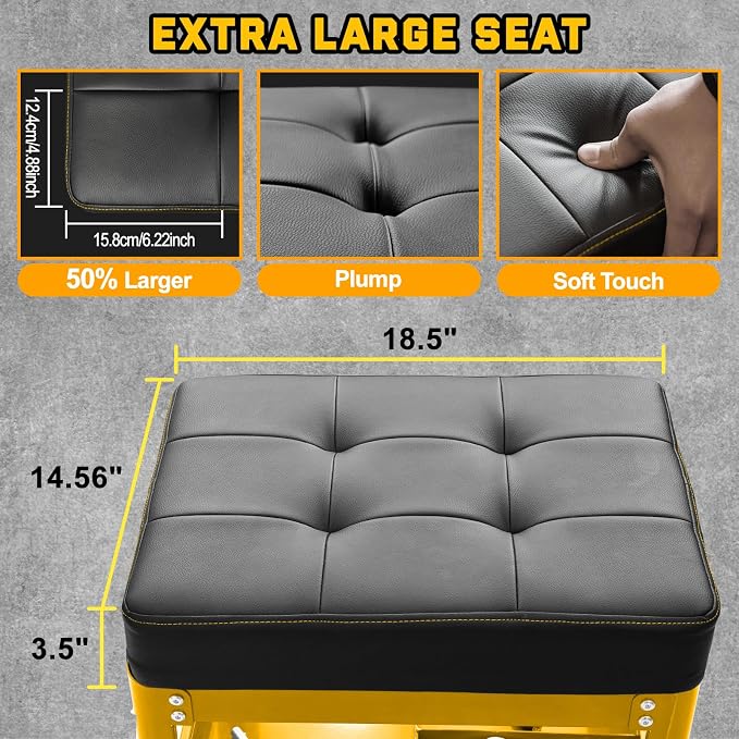 Rolling Mechanic Shop Stool - Image 3