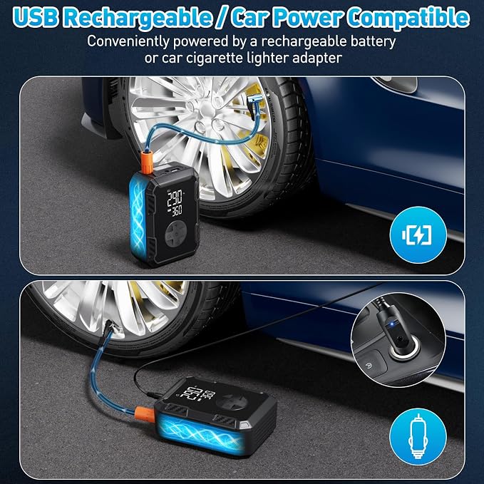 Tire Inflator Portable Air Compressor – Wireless & 12V Dual Power, Auto Shut-Off - Image 5