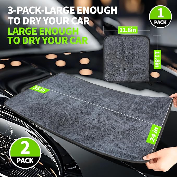 3-Pack Car Drying Towel, Ultra Absorbent Microfiber Towels - Image 2
