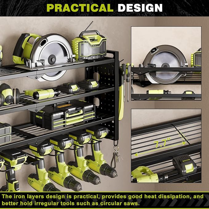 Power Tool Organizer Wall Mount, Cordless Drill Organizer, 4 Layers Large - Image 5
