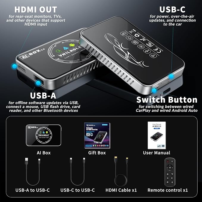 4-in-1 Wireless CarPlay Adapter & Android Auto Wireless Adapter, Stream Netflix - Image 8