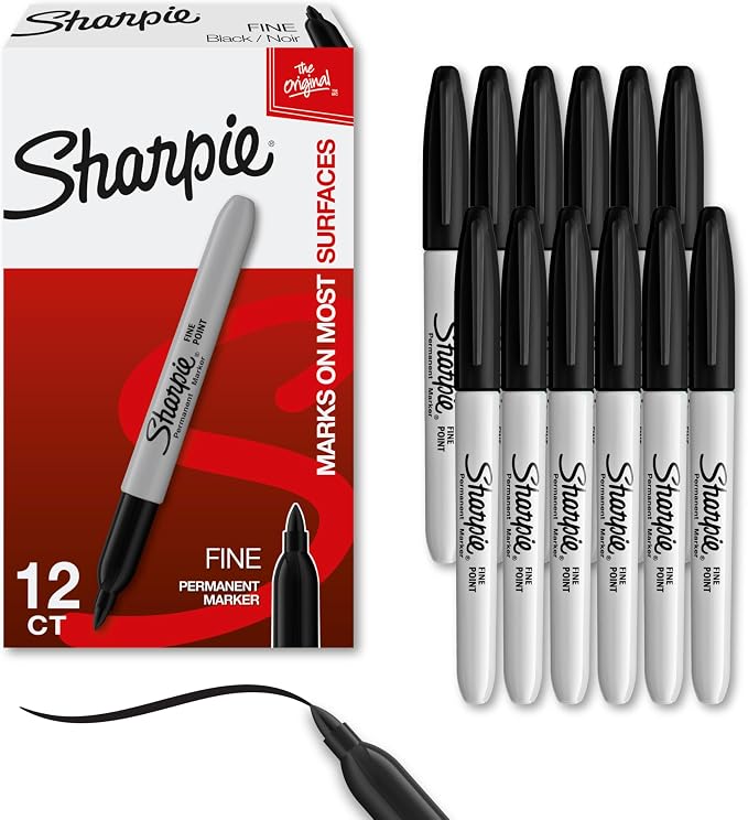 Sharpie Permanent Markers, Fine Tip, & Home, Quick Drying, Fade Resistant by Sharpie