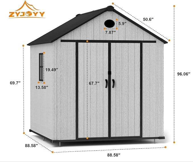 7.3 x 7.3 FT Shed Resin Outdoor Storage - Image 2