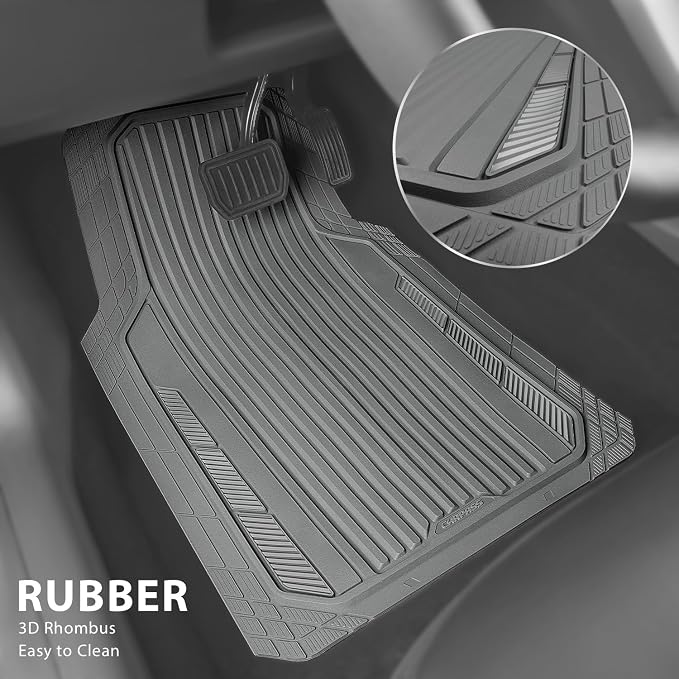 CAR PASS Heavy Duty Sporty Rubber Car Mats, Deep Dish All Weather Car Floor - Image 2