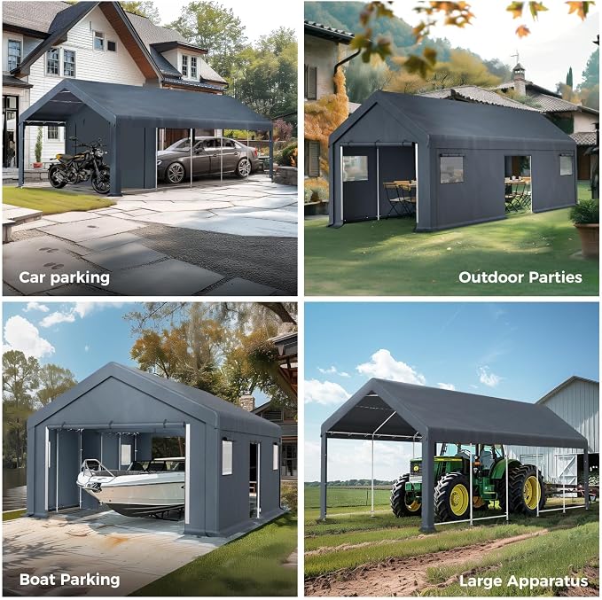 GREEN PARTY Carport, Waterproof & 12 Legs Car Canopy Portable Garage Shelter - Image 7