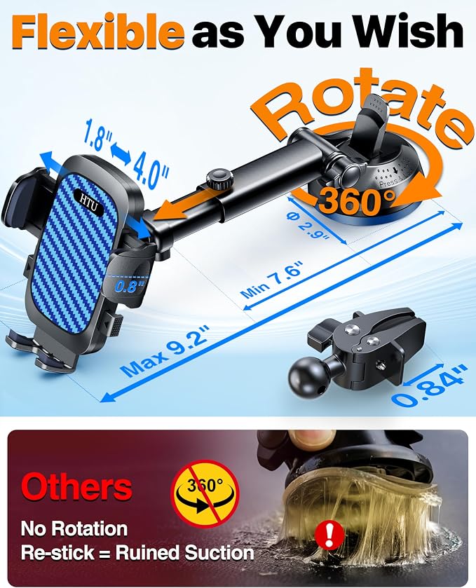 HTU 2025 Best Car Phone Holder 【Ultimate 5-in-1 & Upgraded 100+LBS Strongest - Image 4