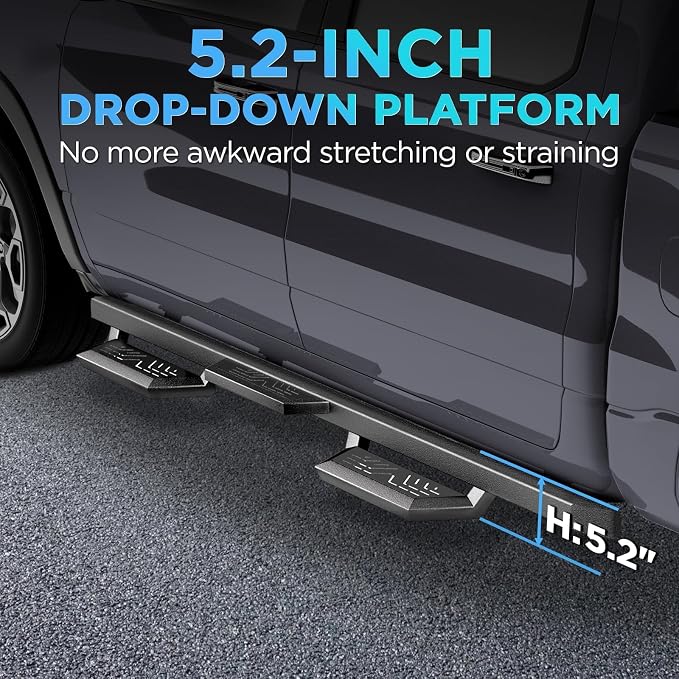Running Boards Compatible with 2018-2025 Jeep Wrangler JL 4 Doors, Carbon Steel - Image 3