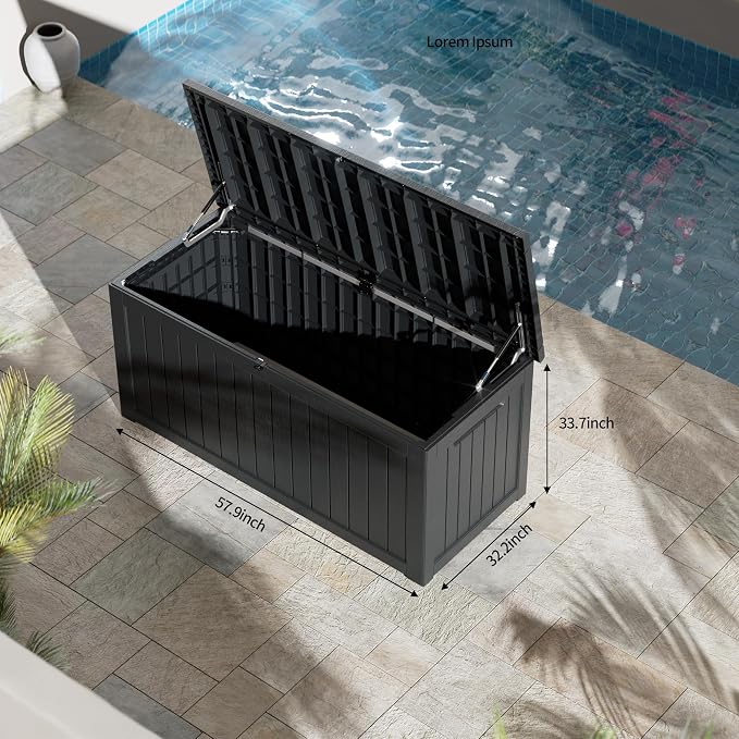 270 Gallon Lockable Resin Deck Box, Waterproof & UV-Resistant Outdoor Storage - Image 4