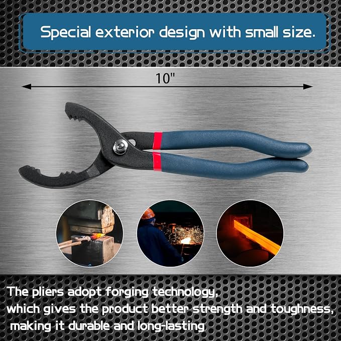 10" Oil Filter Pliers, Adjustable Small Oil Filter Wrench, Universal Oil Filter - Image 3