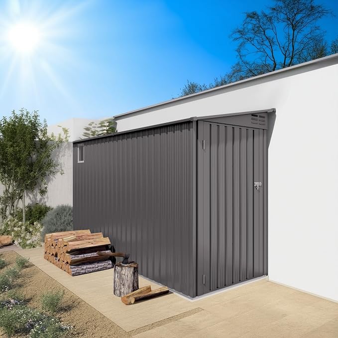 4 x 9 FT Metal Outdoor Storage Shed w/Clear Window, Lean to Storage Sheds - Image 2