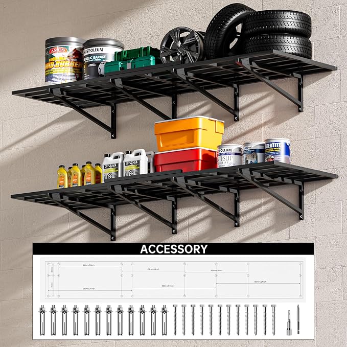 2-Pack 2x6 Ft Garage Wall Shelving Garage Shelving Wall Mounted Garage Wall - Image 2