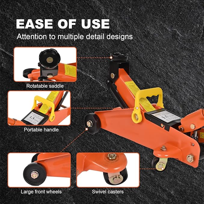 Hydraulic Floor Jack 1.5 Ton 3, 300Lbs Car Lift Portable Trolley Jack 360 Degree - Image 2