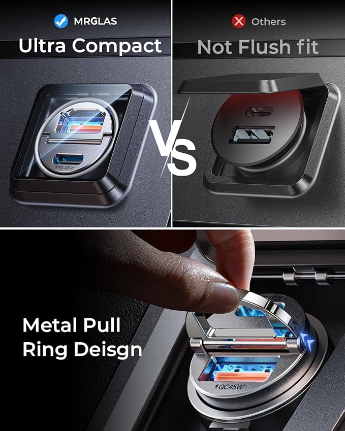 MRGLAS 90W USB C Car Charger Fast Charging, All Metal Car Charger USB C - Image 4