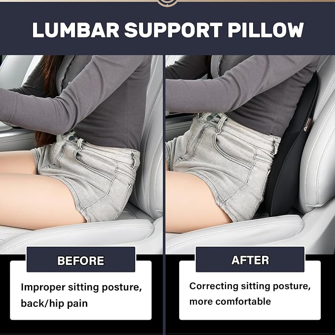 Coverado Lumbar Support Pillow for Car, Ergonomic Memory Foam Back Pillow for - Image 3