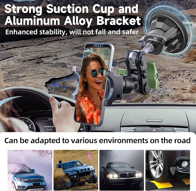 HEMMOTOP Suction Cup Car Phone Mount, 12 in Heavy Duty Metal Cell Phone Holder - Image 5