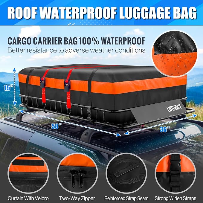 Heavy Duty 58"X36"X5" Roof Rack Basket Universal Rooftop Carrier - Image 5