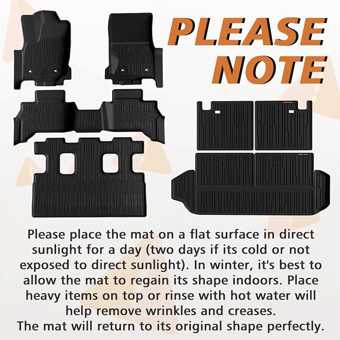 TripleAliners Floor Mats & Trunk Mat & Rear Seatback Cover All Weather TPE - Image 2