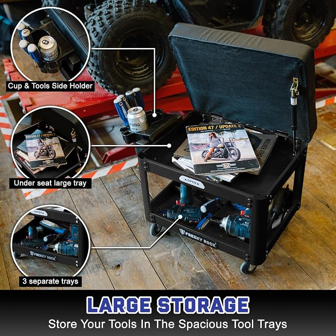 Rolling Mechanic Shop Stool - Image 5