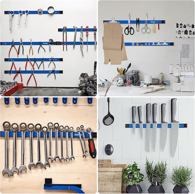 6 Pieces 24" Magnetic Tool Holder Strip, Metal Tool Organizer Rack - Image 6