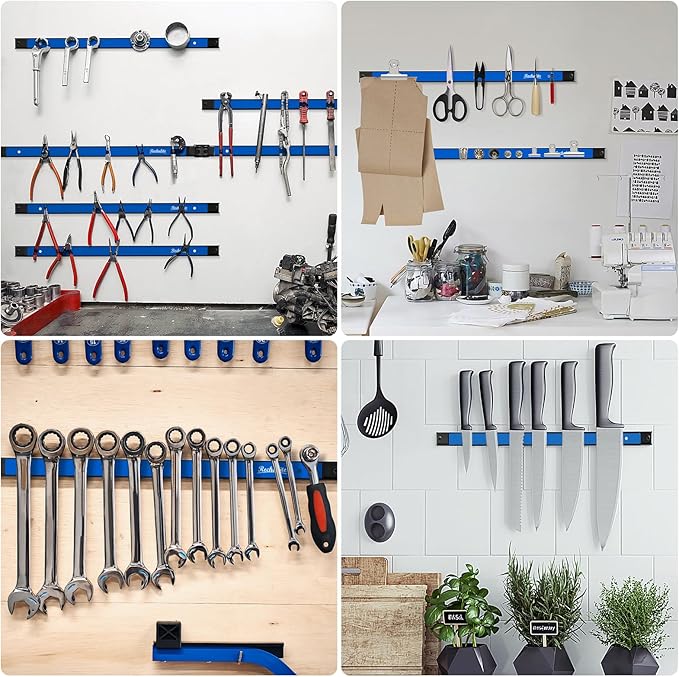4 Pieces 12" Magnetic Tool Holder Strip, Metal Tool Organizer Rack - Image 6