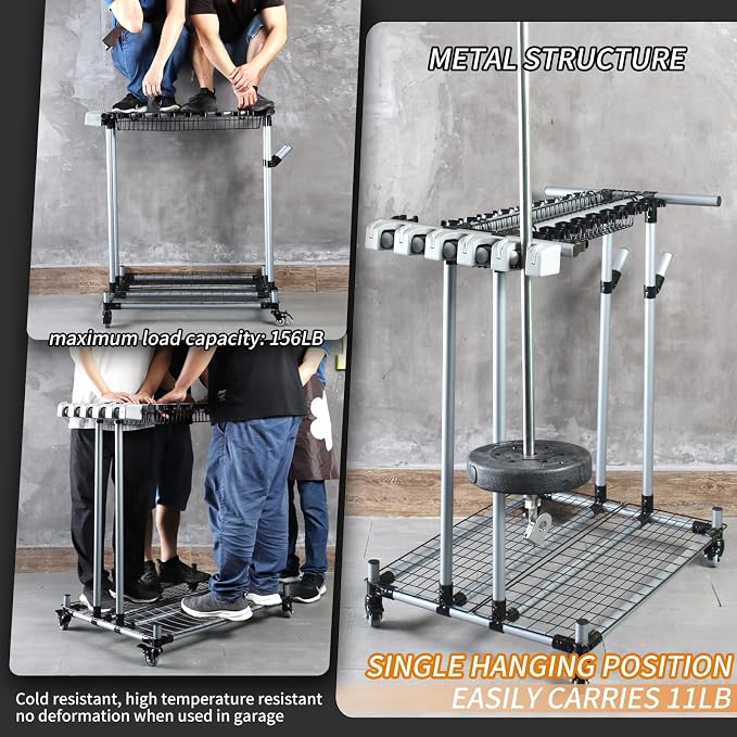 Mobile garden tool organizer metal Garage Storage Holder storage large long - Image 3