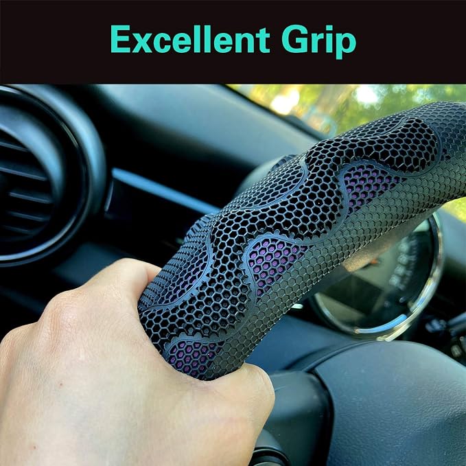 PINCTROT D Shaped 14.5-15 Inch Steering Wheel Cover Great Grip - Image 4