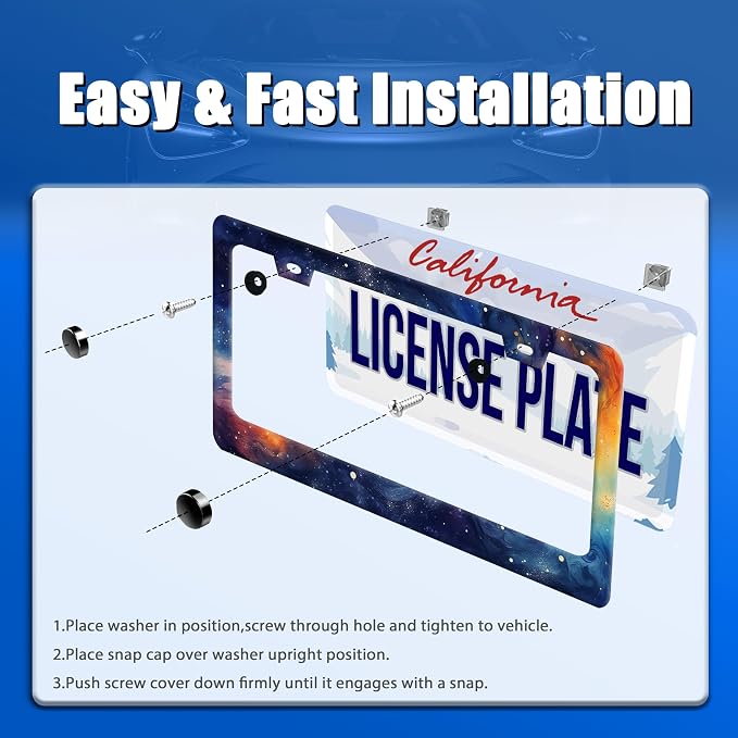 Watercolor Galaxy License Plate Frame Colorful Starry Sky License Plate - Image 3