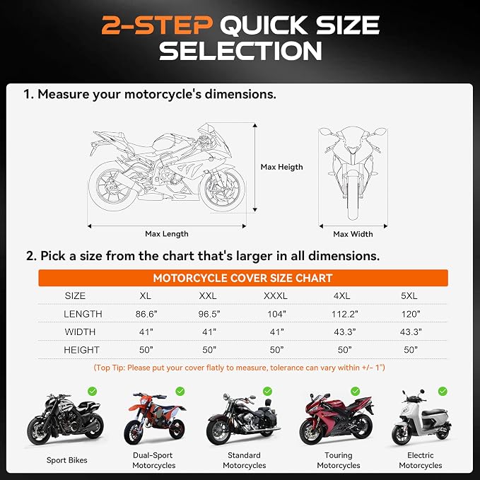 Motorcycle Cover Waterproof Outdoor, 300D Heavy Duty, UV & Rain Resistant - Image 6