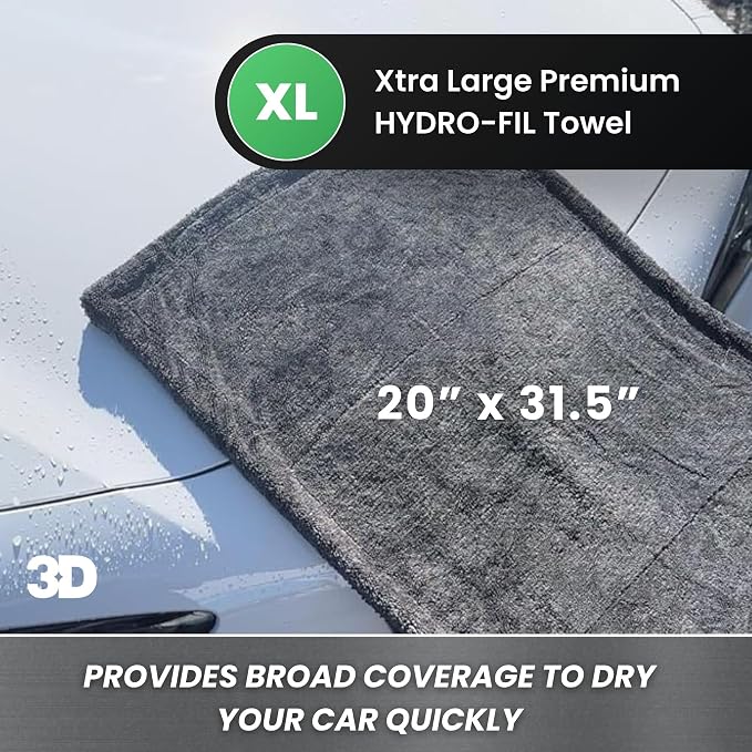 3D Hydro-FIL XL | Professional Grade Microfiber Towel | Extra Large 20” x 31.5” - Image 2