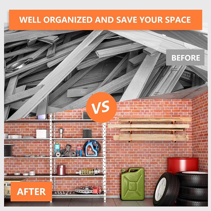 4 Pack Wood Organizer and Lumber Storage Rack Wall Mount, Heavy Duty Wood - Image 6