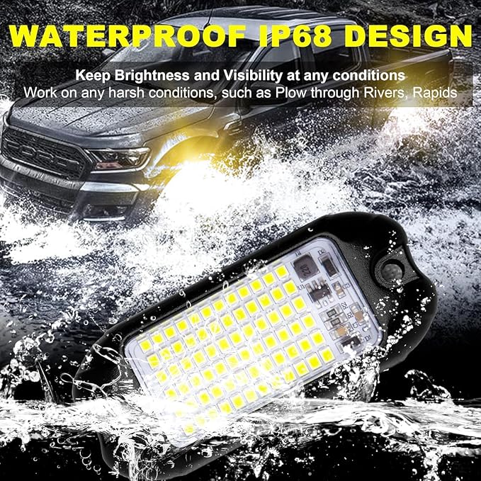 Nicoko 4Pods Pure Yellow 72 LEDs SMD Chips 72w High Power Rock Lights Super - Image 4
