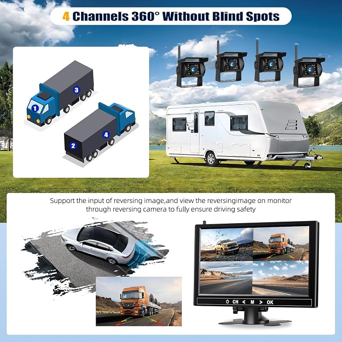 1080P Wireless RV Backup Camera System, 9 Inch Reverse Camera Monitor - Image 7