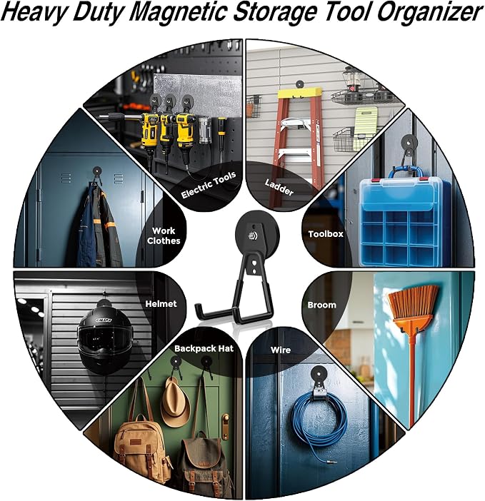 3Pcs Heavy Duty Storage Magnetic Utility Hooks Large Garage Strong Extra Magnet - Image 4
