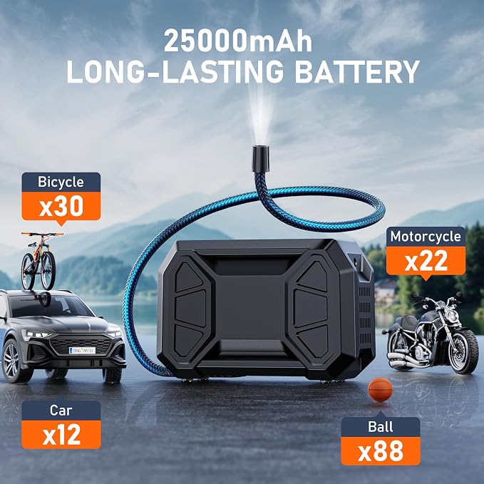 Tire Inflator Portable Air Compressor, 150 PSI Cordless Tire Pump - Image 8