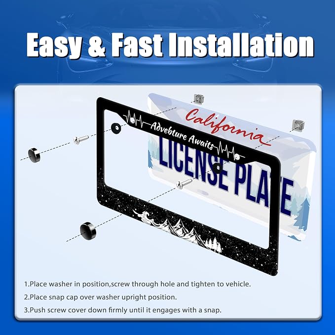 Advebture Awaits License Plate Frame Mountain Waves Forest License Plate - Image 3