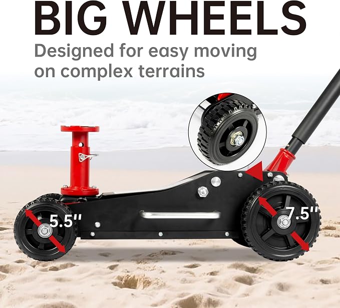 3 Ton Big Wheel Dual Pistons Heavy-Duty Steel Construction Off-Road Jack - Image 4