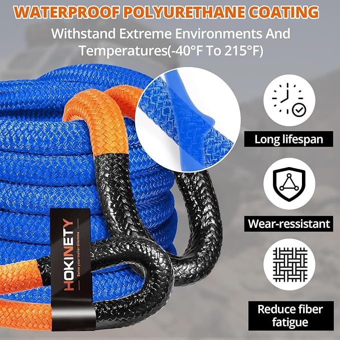 Kinetic Recovery Tow Rope: 1.26" x 30ft 55000LBS Snatch Strap Heavy Duty - Image 4