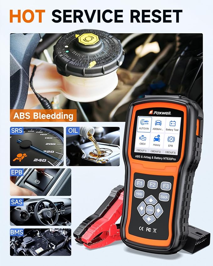 UPGRADED NT630 Plus, FOXWELL NT630 Pro 2-in-1 ABS SRS OBD2 Scanner & Battery - Image 5