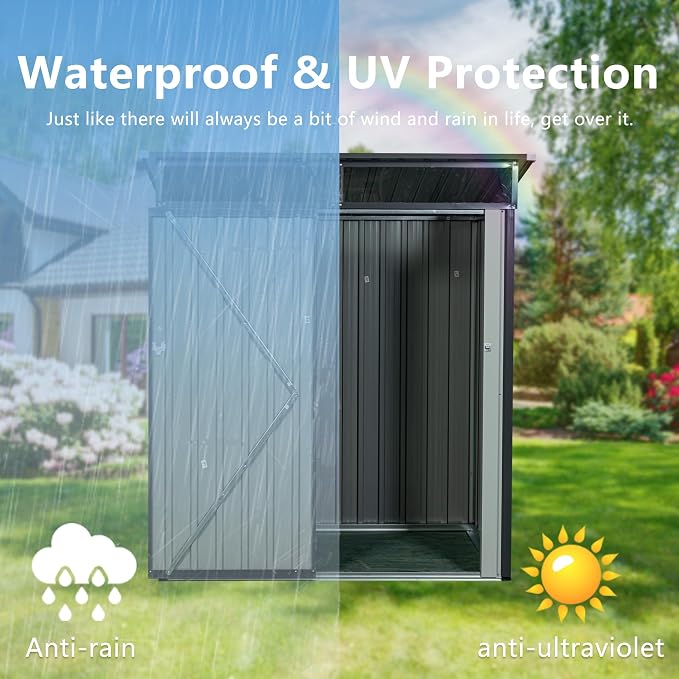Metal 5x3 FT Garden Storage Shed, Outdoor Small Shed - Image 3