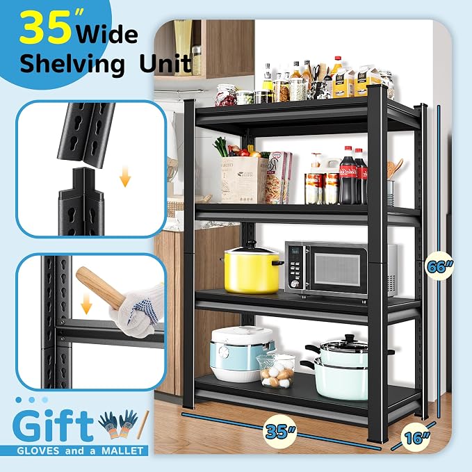1400LBS Garage Storage Shelves Heavy Duty, 4-Tier Garage Shelving Heavy Duty - Image 5