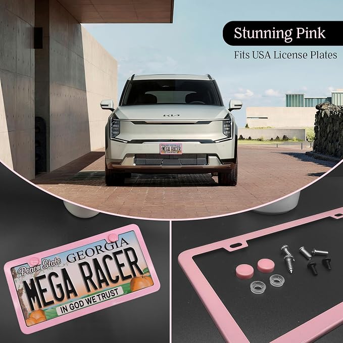 Premium Princess Pink License Plate Frame – 1 Pack, Rust-Free Stainless Steel - Image 8