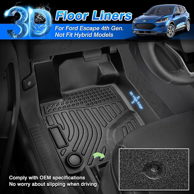 Cartist Custom Fit for Floor Mats Ford Escape 2020-2024 2025 All Weather Floor - Image 2