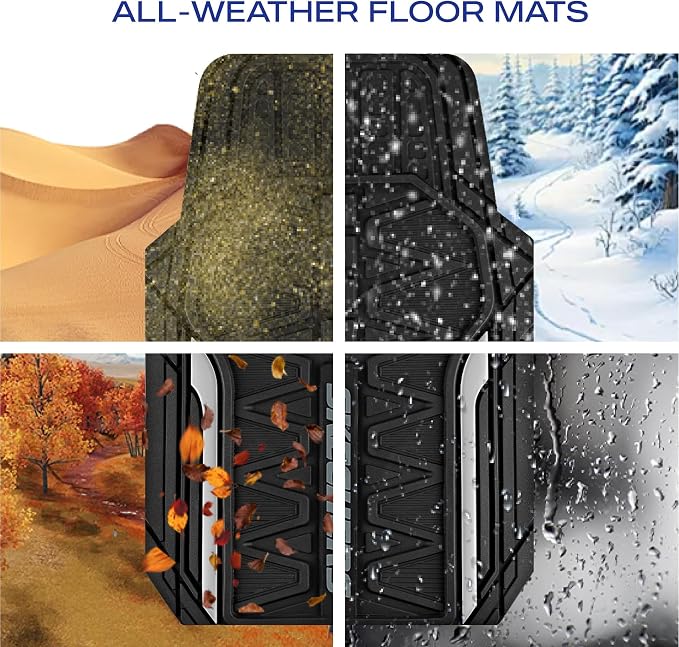 Skechers Heavy Duty Rubber Car Mats Full Set, All Weather Floor Mats, - Image 7