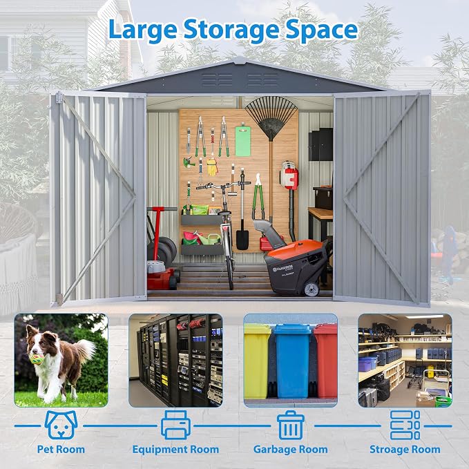 Outdoor Storage Shed, 8X6 FT Metal Garden Shed - Image 5