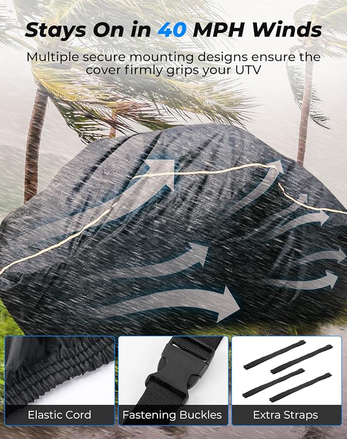 KEMIMOTO UTV Cover 2 Seater Heavy Duty Medium Size Compatible - Image 3