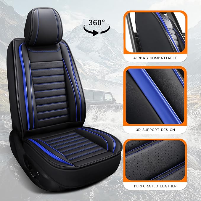 Leather Car Seat Covers Full Set, Universal Faux Leather Car Seat Covers 5 Seats - Image 6
