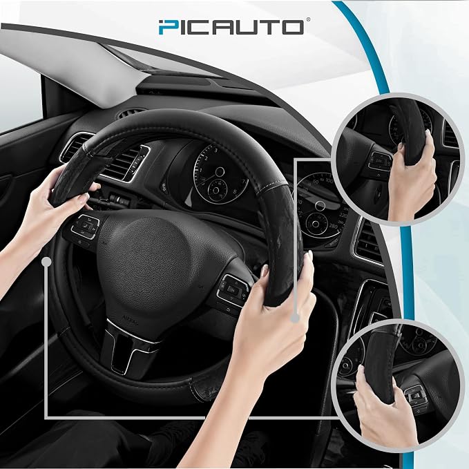 PIC AUTO Steering Wheel Cover, Silk Grain Leather Car Steering Wheel Protector - Image 4